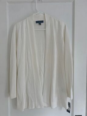 NWT Karen Scott Women's Open Front White Cardigan Sweater